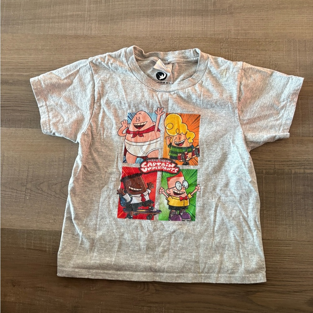 Dreamworks Captain Underpants Panel Tee - Gray with Red, Yellow, Green, Orange